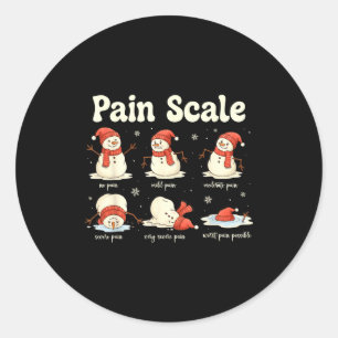 Pain Scale Snowman Funny Nurse Christmas Icu Nurse Classic Round Sticker