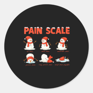 Pain Scale Snowman Funny Nurse Christmas Icu Nurse Classic Round Sticker