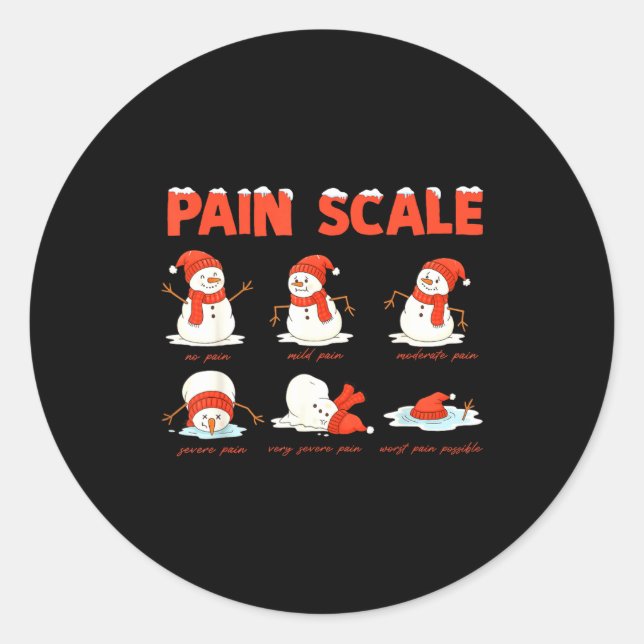 Pain Scale Snowman Funny Nurse Christmas Icu Nurse Classic Round Sticker (Front)
