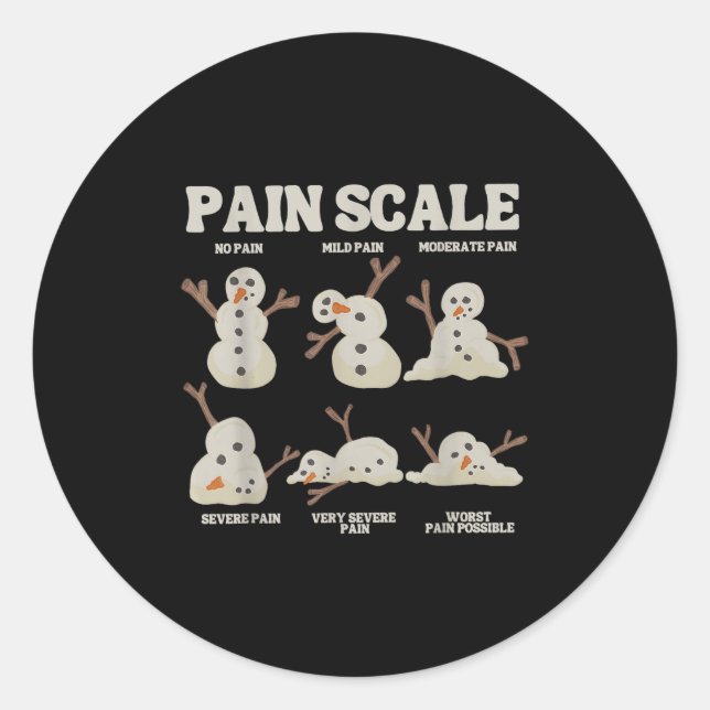 Pain Scale Snowman Funny Nurse Christmas Icu Nurse Classic Round Sticker (Front)