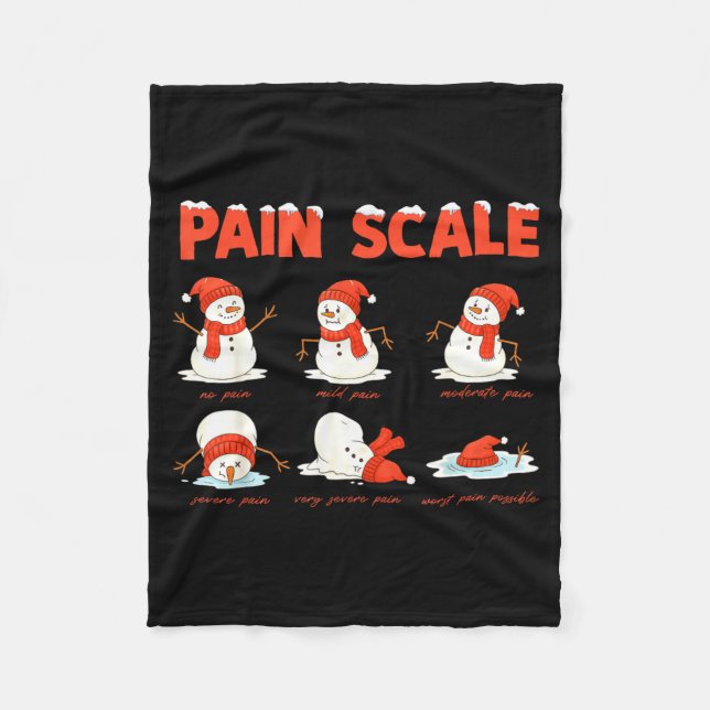 Pain Scale Snowman Funny Nurse Christmas Icu Nurse Fleece Blanket (Front)