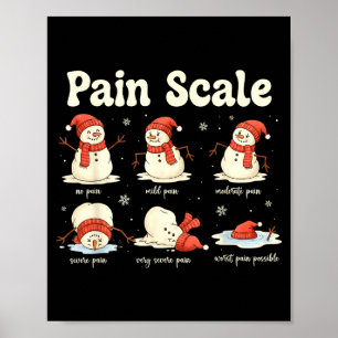 Pain Scale Snowman Funny Nurse Christmas Icu Nurse Poster