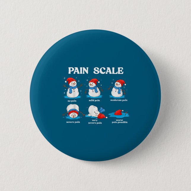 Pain Scale Snowman Funny Nurse Christmas Men Women 6 Cm Round Badge (Front)