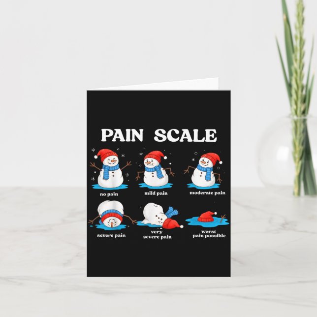 Pain Scale Snowman Funny Nurse Christmas Men Women Card (Front)