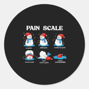 Pain Scale Snowman Funny Nurse Christmas Men Women Classic Round Sticker