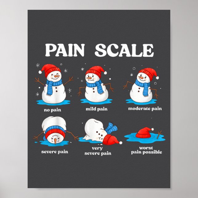 Pain Scale Snowman Funny Nurse Christmas Men Women Poster (Front)