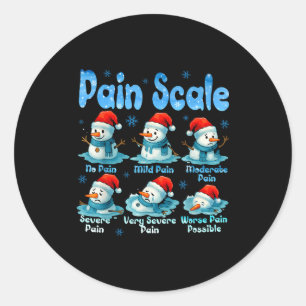 Pain Scale Snowman Healthcare Worker Pain Essment  Classic Round Sticker
