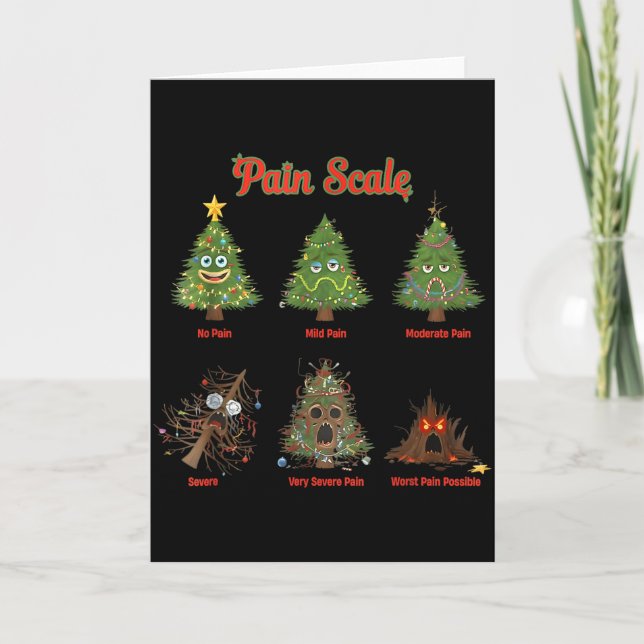 Pain Scale Snowman Nurse Christmas Tree Snow Pajam Card (Front)