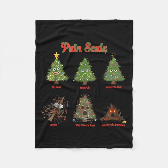 Pain Scale Snowman Nurse Christmas Tree Snow Pajam Fleece Blanket (Front)