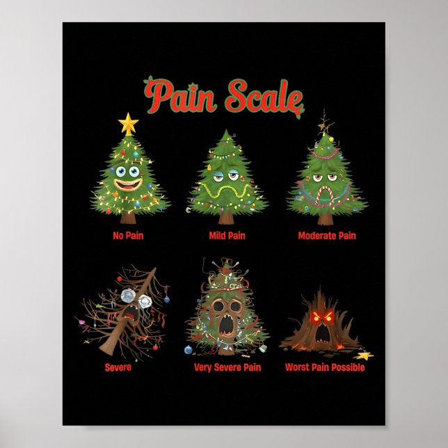 Pain Scale Snowman Nurse Christmas Tree Snow Pajam Poster (Front)