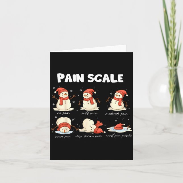 Pain Scale Snowman Nurse Christmas Xmas Snow Pajam Card (Front)