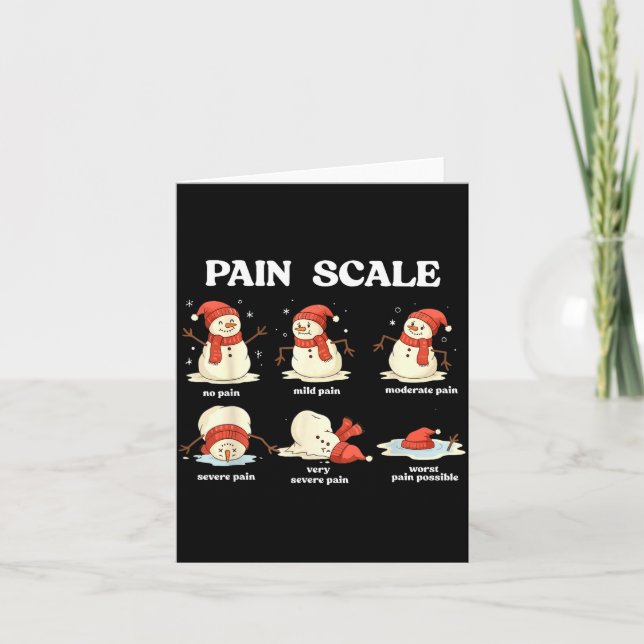 Pain Scale Snowman Nurse Christmas Xmas Snow Pajam Card (Front)