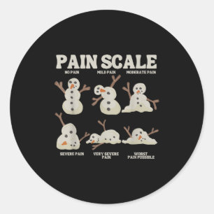 Pain Scale Snowman Nurse Christmas Xmas Snow Pajam Classic Round Sticker