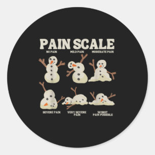 Pain Scale Snowman Nurse Christmas Xmas Snow Pajam Classic Round Sticker