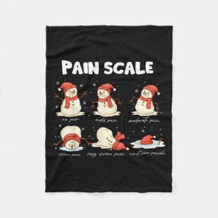 Pain Scale Snowman Nurse Christmas Xmas Snow Pajam Fleece Blanket