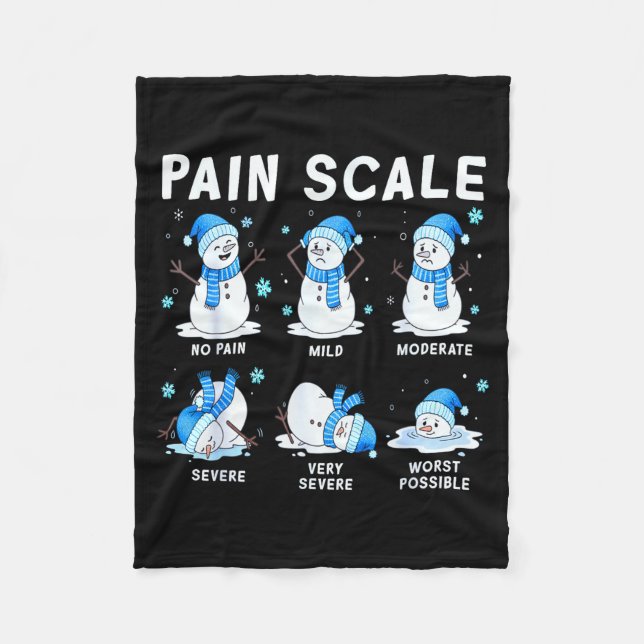 Pain Scale Snowman Nurse Christmas Xmas Snow Pajam Fleece Blanket (Front)