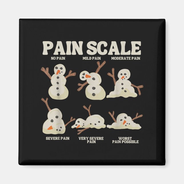 Pain Scale Snowman Nurse Christmas Xmas Snow Pajam Magnet (Front)