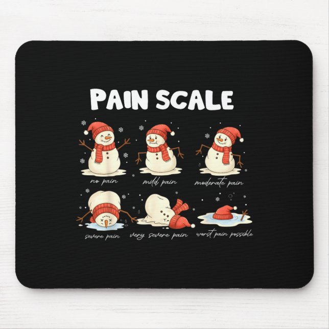 Pain Scale Snowman Nurse Christmas Xmas Snow Pajam Mouse Mat (Front)
