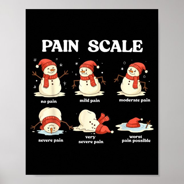 Pain Scale Snowman Nurse Christmas Xmas Snow Pajam Poster (Front)