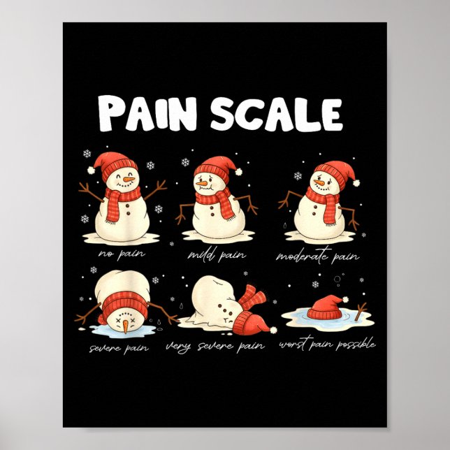 Pain Scale Snowman Nurse Christmas Xmas Snow Pajam Poster (Front)