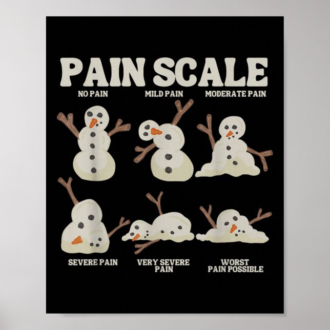 Pain Scale Snowman Nurse Christmas Xmas Snow Pajam Poster (Front)