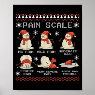 Pain Scale Snowman Pain Essment Trauma Nurse Ugly Poster