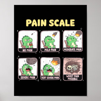 Pain Scale Trauma Nurse Dinosaur Funny Nursing Poster