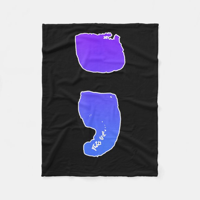 Pain Semicolon Prevention Awareness Image Fleece Blanket (Front)