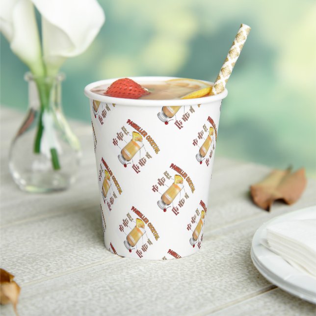 PAINKILLER Cocktail Recipe Art   Paper Cups (Insitu)