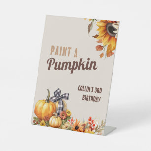 Paint A Pumpkin Fall Birthday  Pedestal Sign