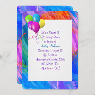 Paint Abstract frame for with birthday balloons Invitation