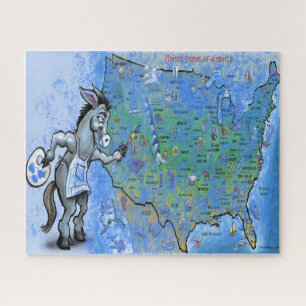 Paint America Blue Jigsaw Puzzle