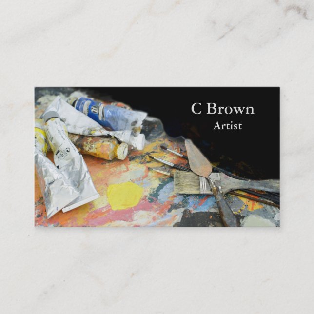 Paint and Brushes Professional Artist Business Card (Front)