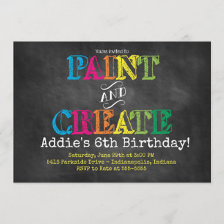 Paint and Create Chalkboard Birthday Invitation