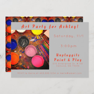 Paint and Play Art Party Invitation