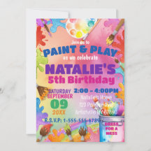 Paint and Play Kids Art Party Birthday Invitation