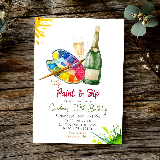 Paint and Seep Adult Birthday Invitation (Creator Uploaded)