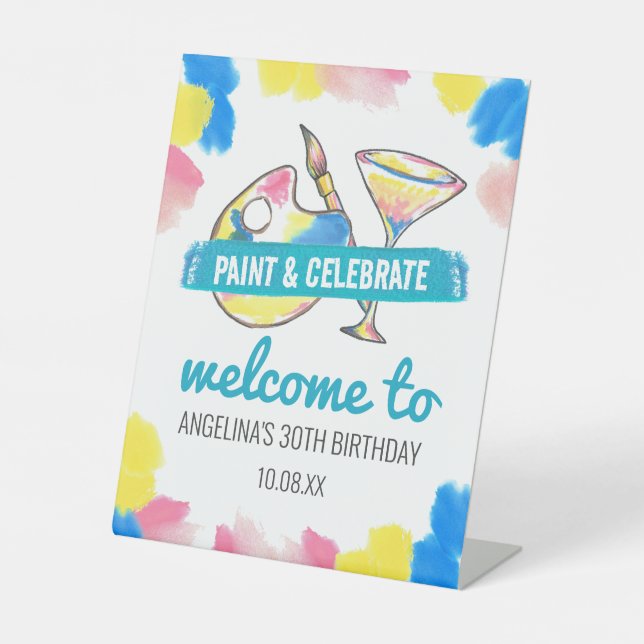 Paint and Sip Art Birthday Party Welcome Sign (Front)