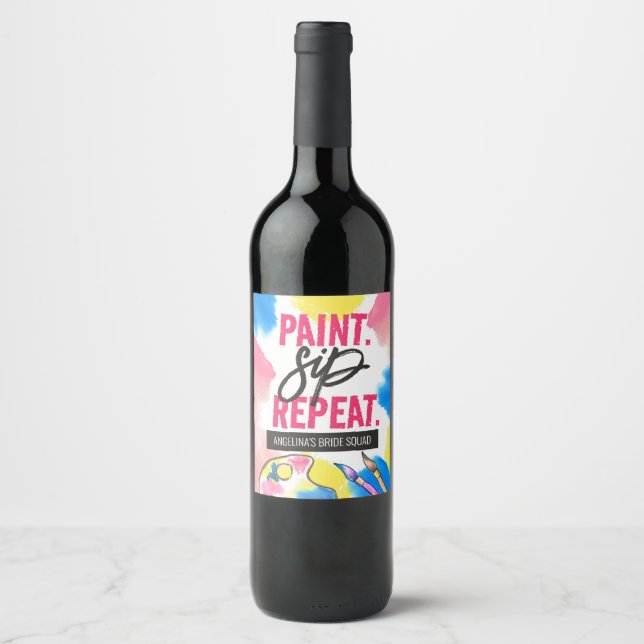 Paint and Sip Bachelorette Wine Party Favour Wine Label (Front)