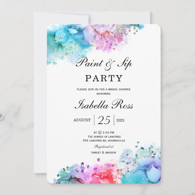 Paint and Sip Bridal Shower Invitation (Front)