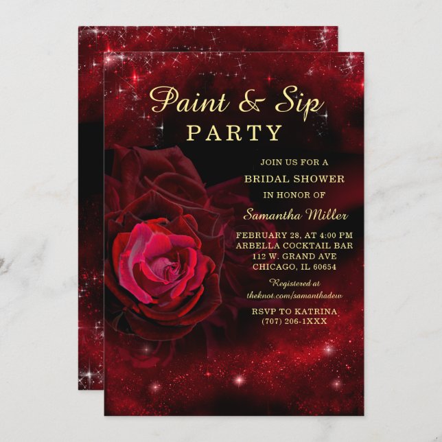 Paint and Sip Bridal Shower Invitation (Front/Back)