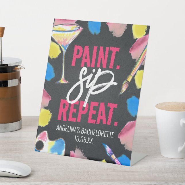 Paint and Sip Chalkboard Bachelorette Party Sign (In SItu)