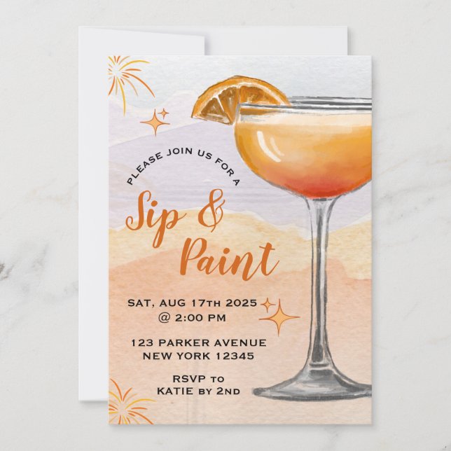 Paint And Sip Invitation (Front)