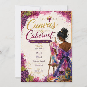Paint and Sip Invitation Canva & Cabernet