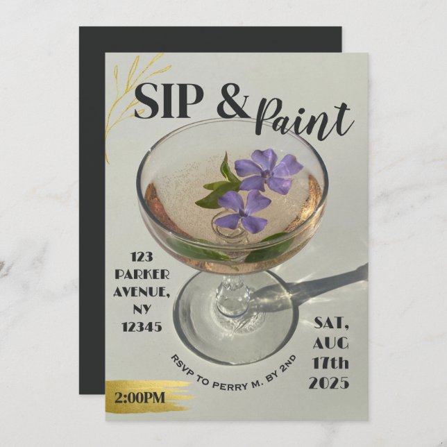Paint And Sip Invitation Girls Night In (Front/Back)