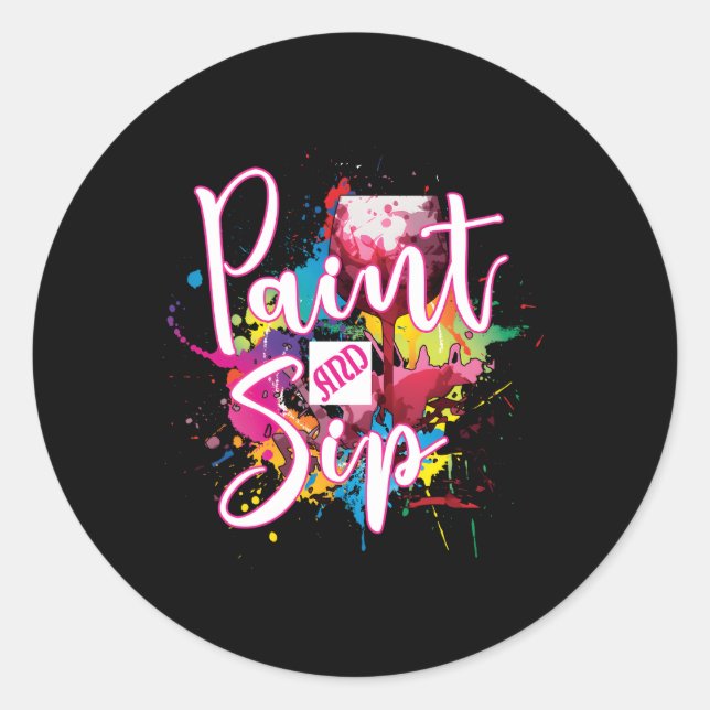 Paint And Sip Py Night Wine Canvas Novelty Classic Round Sticker (Front)