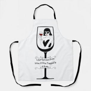 Paint and Sip Trapped Wine Humor Apron