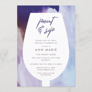 Paint and Sip Wine and Painting Party Invitation