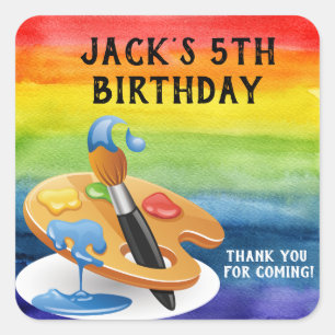 Paint Art Birthday Party Square Sticker