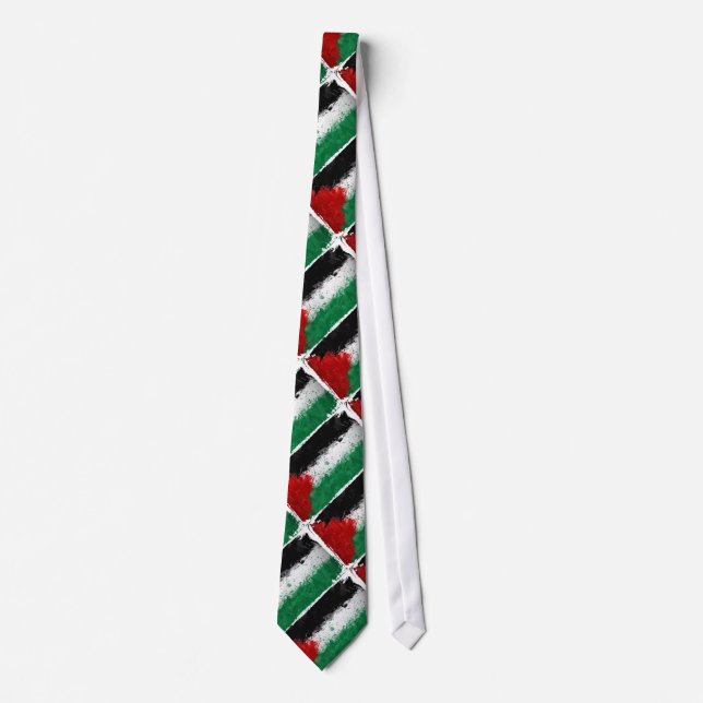Paint Art Grunge Palestine Flag Tie (Front)